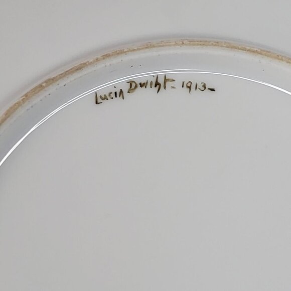 Antique Lucin Dwiht 1913 Porcelain Dinner Plate With Violet Floral & Gold Trim - Picture 3 of 11